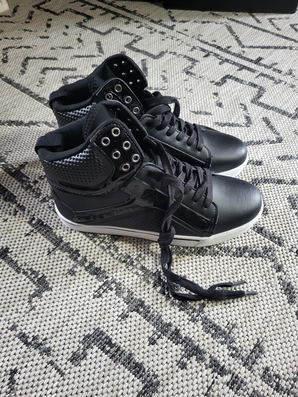 Pastry Black High-Top Dance Sneakers with White Sole